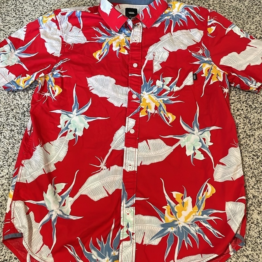Vans Men's Red Floral Shirt
